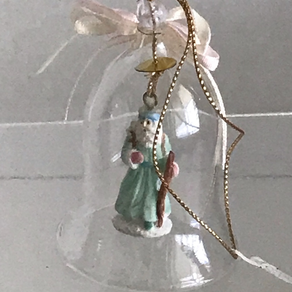Mini Santa Clause Glass Bell Christmas Ornament - Made In Taiwan R.O.C. -Vintage